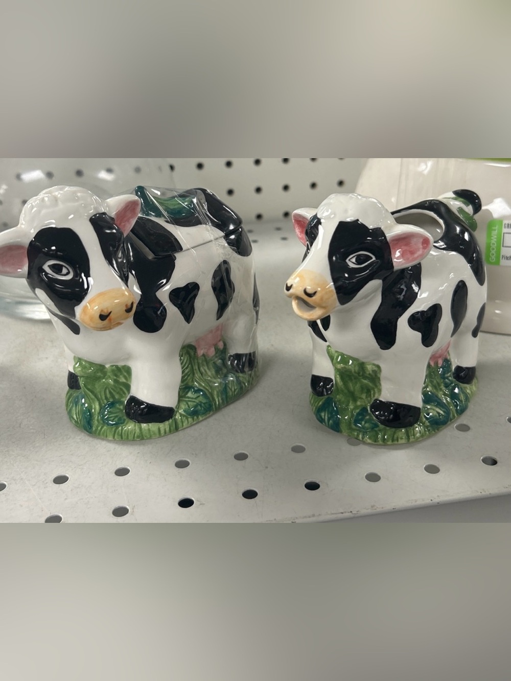 Ceramic Cow Creamer & Sugar Set- Black & White